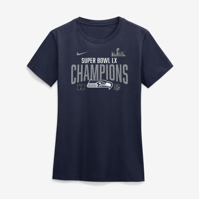  Женская футболка Seattle Seahawks Nike College Navy Super Bowl LX Champions Going Yard