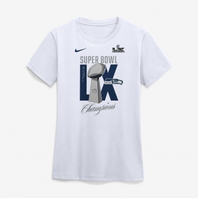 Женская Seattle Seahawks Nike White Super Bowl LX Champions Lombardi Trophy T-Shirt