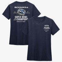 Женская Seattle Seahawks Nike College Navy Two-Time Super Bowl Champions Ring T-Shirt