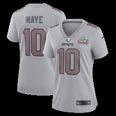 Женская New England Patriots Drake Maye Nike Silver Super Bowl LX Patch Atmosphere Fashion Game Jersey Женская New England Patriots Drake Maye Nike Silver Super Bowl LX Patch Atmosphere Fashion Game Jersey