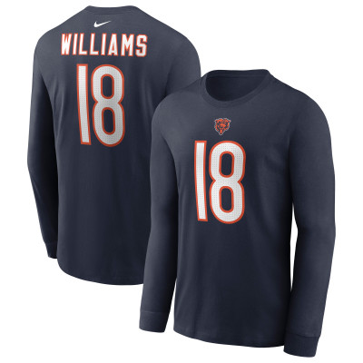 Футболка с длинным рукавом Chicago Bears Caleb Williams Nike Navy Name & Number