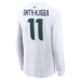 Футболка с длинным рукавом Seattle Seahawks Jaxon Smith-Njigba Nike White Super Bowl LX Champions Patch Name & Number