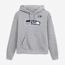 Женская Seattle Seahawks Jaxon Smith-Njigba Nike Heather Gray Super Bowl LX Champions Patch Name & Number Hoodie