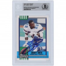 Emmitt Smith Dallas Cowboys Autographed 1990 Topps Traded #27T Beckett Fanatics Witnessed Authenticated Rookie Card
