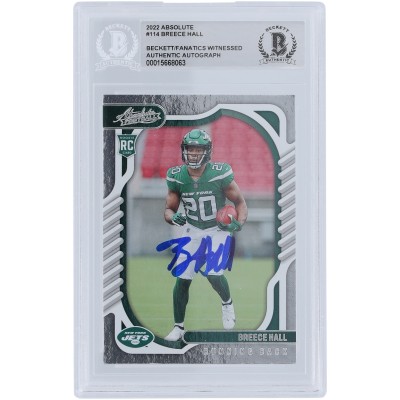 Breece Hall New York Jets 2022 Panini Absolute #114 Beckett Fanatics Witnessed Authenticated Rookie Card