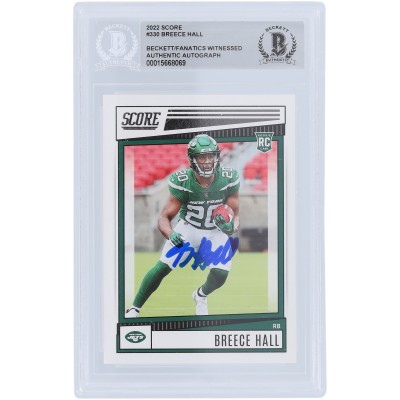 Breece Hall New York Jets 2022 Panini Score #330 Beckett Fanatics Witnessed Authenticated Rookie Card