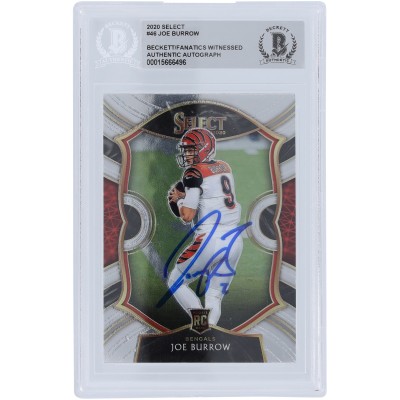 Joe Burrow Cincinnati Bengals 2020 Panini Select #46 Beckett Fanatics Witnessed Authenticated Rookie Card