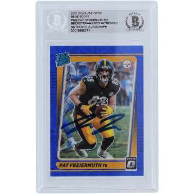 Pat Freiermuth Pittsburgh Steelers 2021 Panini Donruss Optic Rated Rookie Blue Scope #232 Beckett Fanatics Witnessed Authenticated Rookie Card