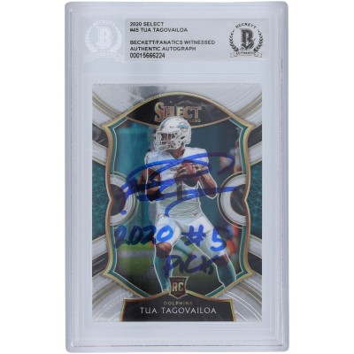 Tua Tagovailoa Miami Dolphins 2020 Panini Select Concourse #45 Beckett Fanatics Witnessed Authenticated Rookie Card with 2020 #5 Pick Inscription