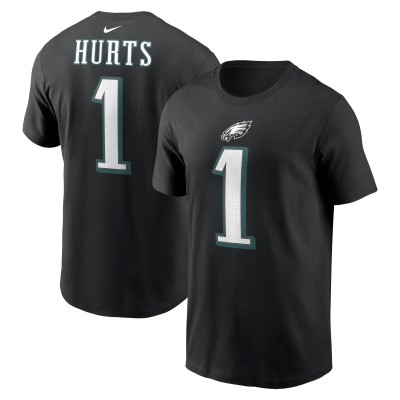 Футболка Jalen Hurts Philadelphia Eagles Nike Player Name & Number - Black