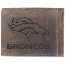Denver Broncos Brown Bifold Leather Wallet