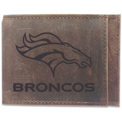 Denver Broncos Brown Bifold Leather Wallet