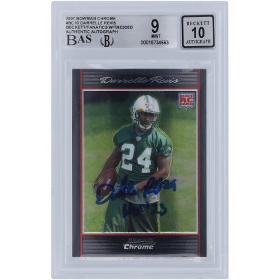 Darrelle Revis New York Jets Autographed 2007 Bowman Chrome #BC10 Beckett Fanatics Witnessed Authenticated 9/10 Rookie Card with HOF 23 Inscription