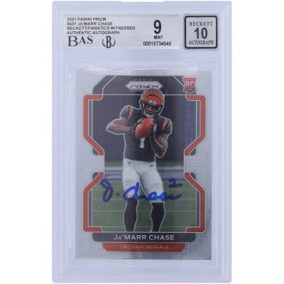 JaMarr Chase Cincinnati Bengals Autographed 2021 Panini Prizm #337 Beckett Fanatics Witnessed Authenticated 9/10 Rookie Card