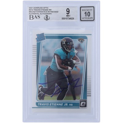 Travis Etienne Jacksonville Jaguars Autographed 2021 Panini Donruss Optic #214 Beckett Fanatics Witnessed Authenticated 9/10 Rookie Card