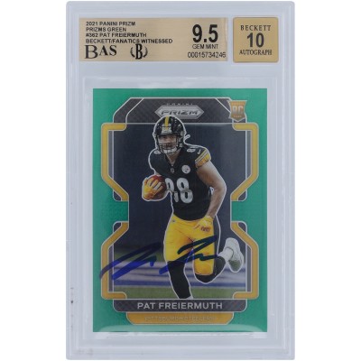 Pat Freiermuth Pittsburgh Steelers Autographed 2021 Panini Prizm Green #362 Beckett Fanatics Witnessed Authenticated 9.5/10 Rookie Card