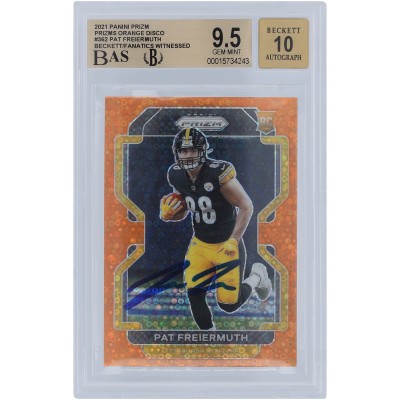 Pat Freiermuth Pittsburgh Steelers Autographed 2021 Panini Prizm Orange Disco #362 Beckett Fanatics Witnessed Authenticated 9.5/10 Rookie Card