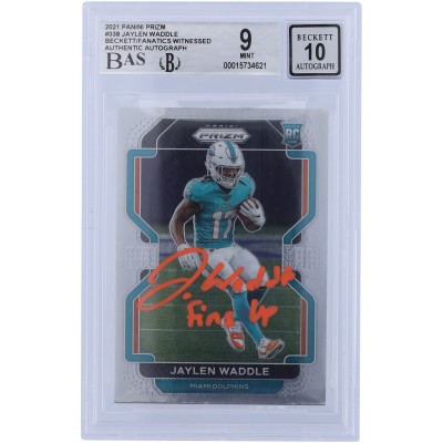 Jaylen Waddle Miami Dolphins Autographed 2021 Panini Prizm Orange Ink #338 Beckett Fanatics Witnessed Authenticated 9/10 Rookie Card with FINS UP Inscription