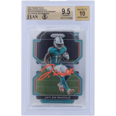 Jaylen Waddle Miami Dolphins Autographed 2021 Panini Prizm Orange Ink #338 Beckett Fanatics Witnessed Authenticated 9.5/10 Rookie Card