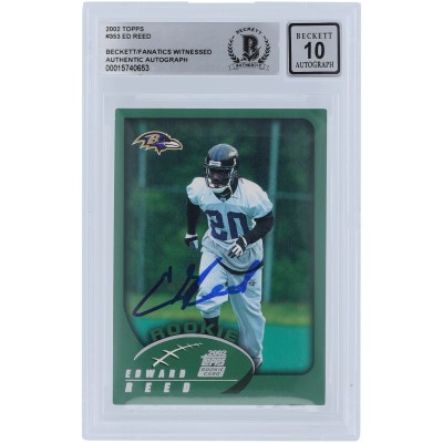 Ed Reed Baltimore Ravens Autographed 2002 Topps #353 Beckett Fanatics Witnessed Authenticated 10 Rookie Card