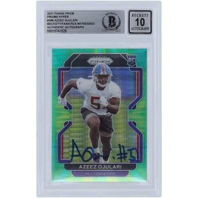 Azeez Ojulari New York Giants Autographed 2021 Panini Prizm Hyper Prizms #386 #/175 Beckett Fanatics Witnessed Authenticated 10 Rookie Card