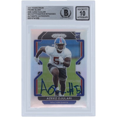 Azeez Ojulari New York Giants Autographed 2021 Panini Prizm Silver #386 Beckett Fanatics Witnessed Authenticated 10 Rookie Card
