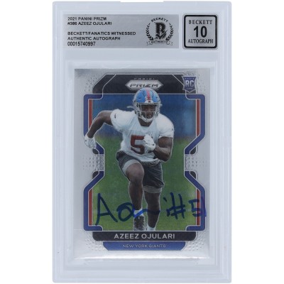 Azeez Ojulari New York Giants Autographed 2021 Panini Prizm #386 Beckett Fanatics Witnessed Authenticated 10 Rookie Card