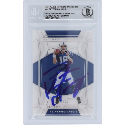 Peyton Manning Indianapolis Colts Autographed 2021 Panini National Treasures #32 #/99 Beckett Fanatics Witnessed Authenticated 10 Card