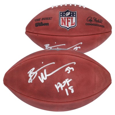 Brian Urlacher Chicago Bears Autographed Fanatics Authentic Duke Full Color Football with HOF 18 Inscription