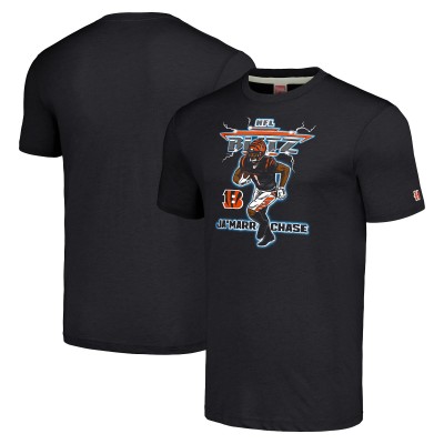 Футболка JaMarr Chase Cincinnati Bengals Homage NFL Blitz Player Tri-Blend - Heathered Charcoal
