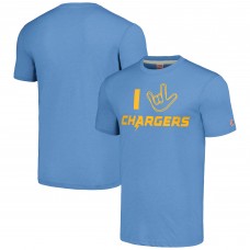 Футболка Los Angeles Chargers Homage Unisex The NFL ASL Collection by Love Sign Tri-Blend - Powder Blue