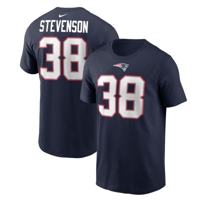 Футболка с номером Rhamondre Stevenson New England Patriots Nike - Navy