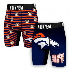 Denver Broncos Rock Em Socks Two-Pack Mascot Slogan Boxer Briefs - Navy