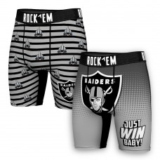 Las Vegas Raiders Rock Em Socks Two-Pack Mascot Slogan Boxer Briefs - Silver