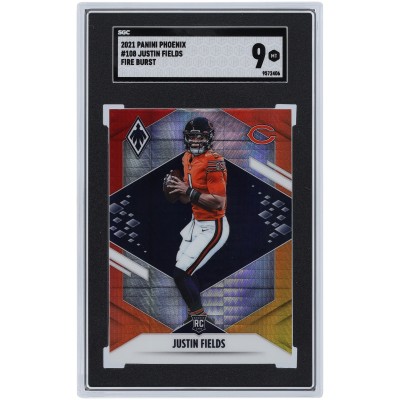 Justin Fields Chicago Bears 2021 Panini Phoenix Fire Burst #108 SGC Authenticated 9 Rookie Card