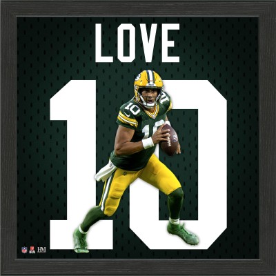 Green Bay Packers Jordan Love Highland Mint 13 x 13 Impact Jersey Framed Photo