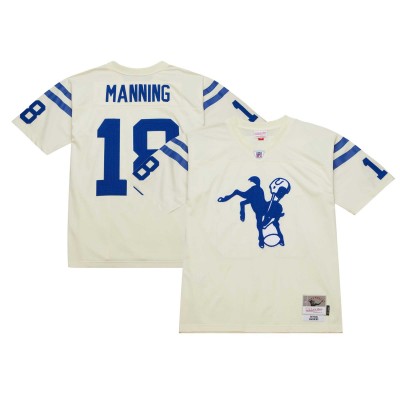 Игровая джерси Peyton Manning Indianapolis Colts Mitchell & Ness Chainstitch Legacy - Cream