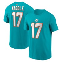 Miami Dolphins Jaylen Waddle Nike Aqua Player Name & Number T-Shirt