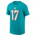 Miami Dolphins Jaylen Waddle Nike Aqua Player Name & Number T-Shirt