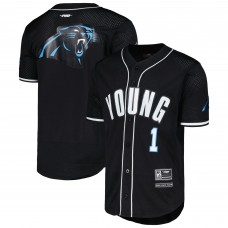 Футболка Bryce Young Carolina Panthers Pro Standard Mesh Baseball Button-Up - Black