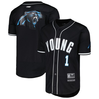 Футболка Bryce Young Carolina Panthers Pro Standard Mesh Baseball Button-Up - Black