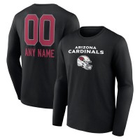 Arizona Cardinals Black Personalized Name & Number Team Wordmark Long Sleeve T-Shirt
