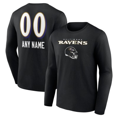 Футболка с длинным рукавом Baltimore Ravens Personalized Name & Number Team Wordmark - Black
