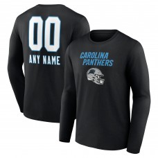 Футболка с длинным рукавом Carolina Panthers Black Personalized Name & Number Team Wordmark