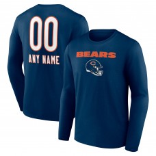 Футболка с длинным рукавом Chicago Bears Personalized Name & Number Team Wordmark - Navy