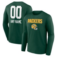 Футболка с длинным рукавом Green Bay Packers Green Personalized Name & Number Team Wordmark