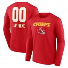 Kansas City Chiefs Red Personalized Name & Number Team Wordmark Long Sleeve T-Shirt