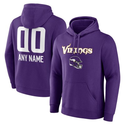 Minnesota Vikings Purple Personalized Name & Number Team Wordmark Pullover Hoodie