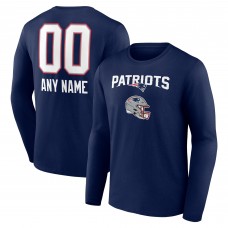 Футболка с длинным рукавом New England Patriots Personalized Name & Number Team Wordmark - Navy