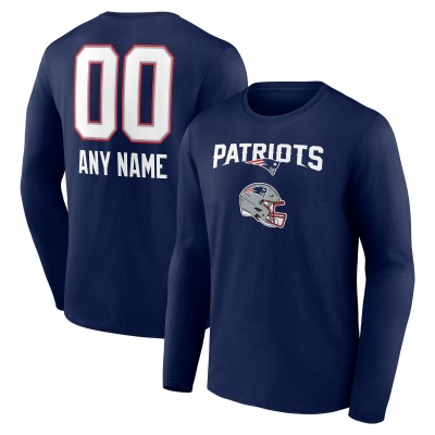 Футболка с длинным рукавом New England Patriots Personalized Name & Number Team Wordmark - Navy